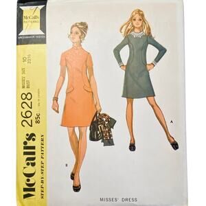 McCall's 2628 Viintage Sewing Pattern Misses's Dress Size 10 Uncut